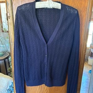 NWOT GAP Pointelle Navy Cardigan. XS/XXS